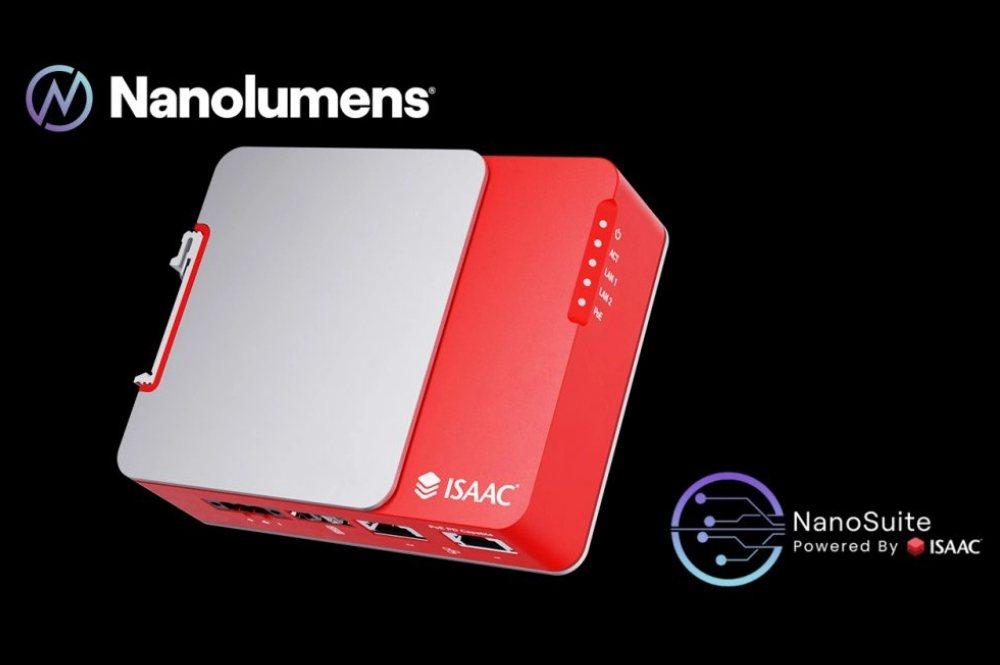 An image of the Nanosuite - a red and white piece of hardware powered by the ISAAC platform used in LED software integration.