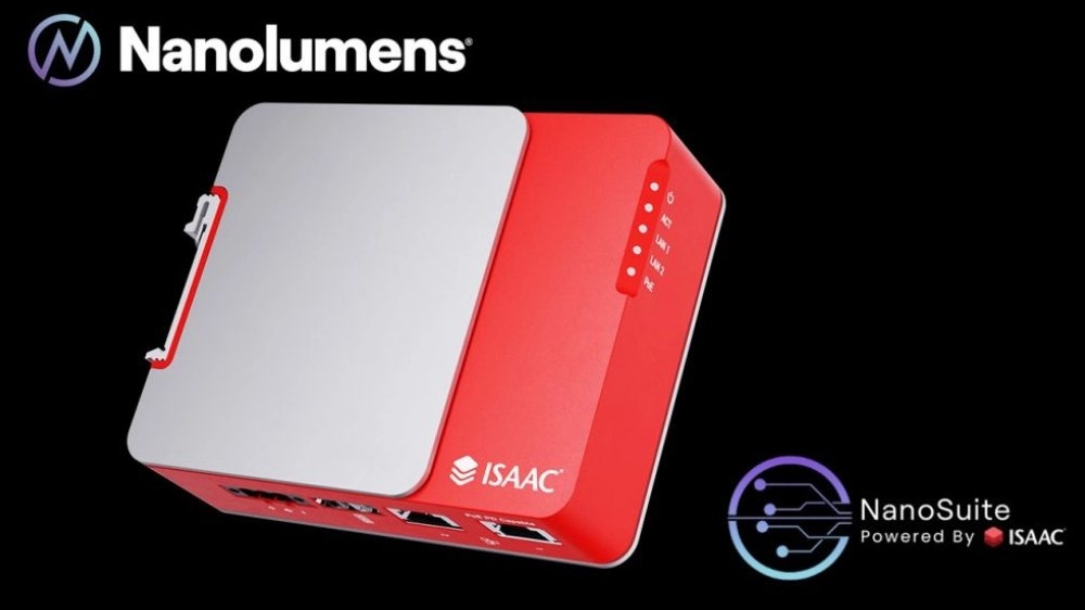 An image of the Nanosuite - a red and white piece of hardware powered by the ISAAC platform used in LED software integration.