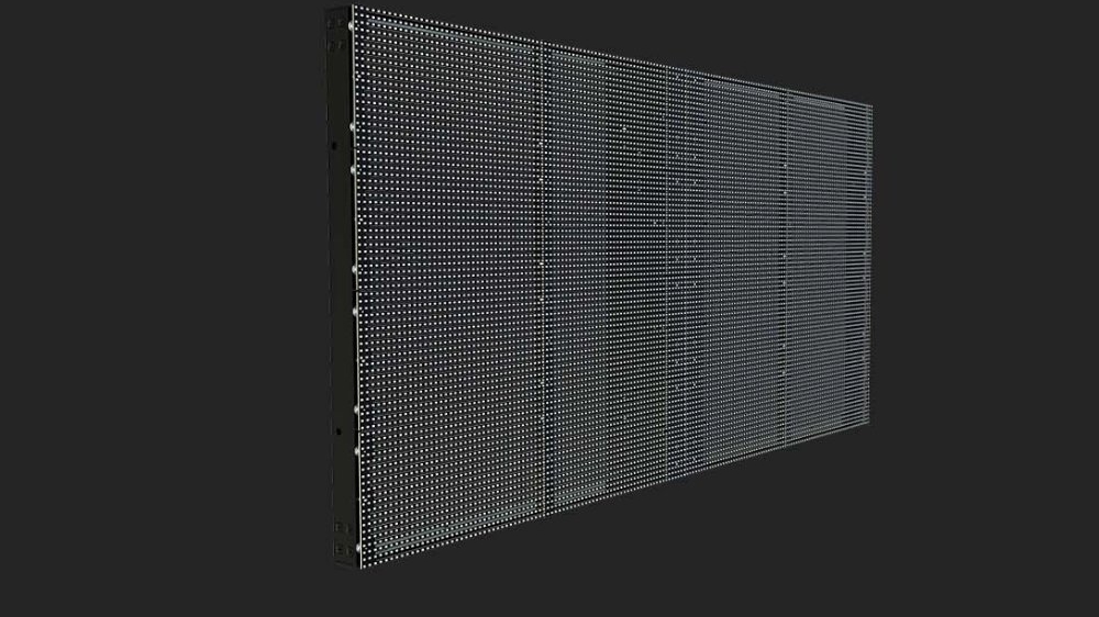 A digital image representing what the inside of a mesh LED display looks like.